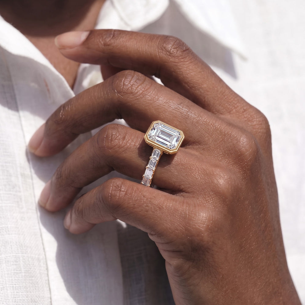 The Plume Ring with Marquise Cut Diamond in 14KT White & Rose Gold view 4
