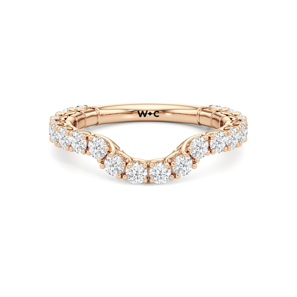 The Crest Diamond Wedding Band with 18KT Rose Gold Cut Diamond in 14KT Rose Gold view 1
