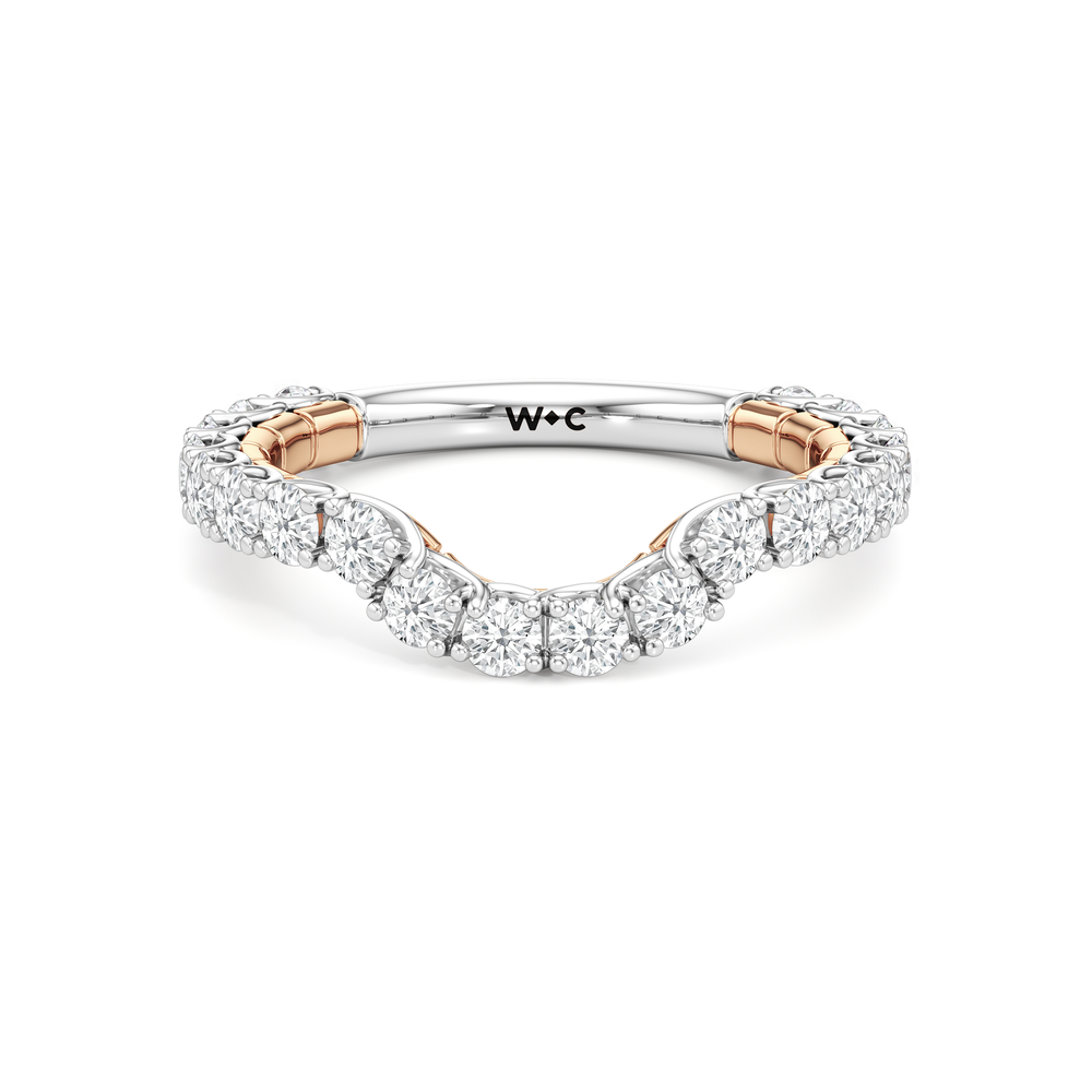 The Crest Diamond Wedding Band with 18KT White & Rose Gold Cut Diamond in 14KT White & Rose Gold view 1
