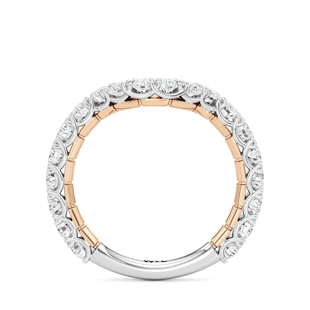 The Crest Diamond Wedding Band with 18KT White & Rose Gold Cut Diamond in 14KT White & Rose Gold view 2
