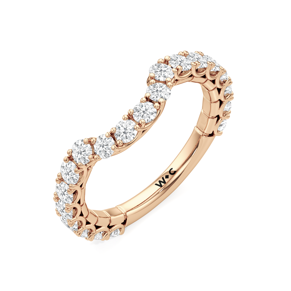 The Crest Diamond Wedding Band with 18KT Rose Gold Cut Diamond in 14KT Rose Gold view 3
