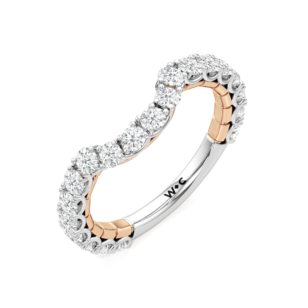 The Crest Diamond Wedding Band with 18KT White & Rose Gold Cut Diamond in 14KT White & Rose Gold view 3
