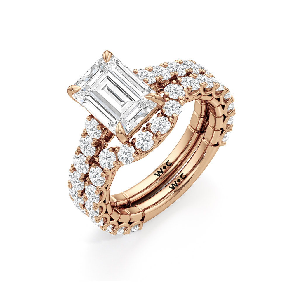 The Crest Diamond Wedding Band with 18KT Rose Gold Cut Diamond in 14KT Rose Gold view 4
