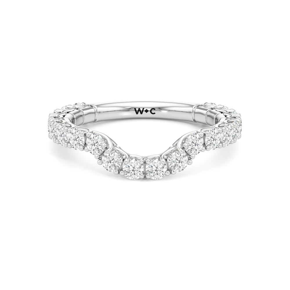 The Crest Diamond Wedding Band with Platinum Cut Diamond in 14KT Platinum view 1
