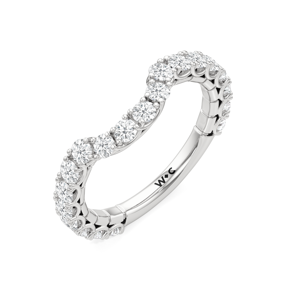 The Crest Diamond Wedding Band with Platinum Cut Diamond in 14KT Platinum view 3
