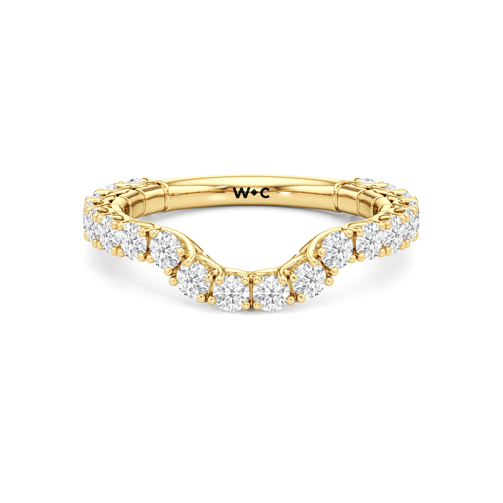 The Crest Diamond Wedding Band with 18KT Yellow Gold Cut Diamond in 14KT Yellow Gold view 1
