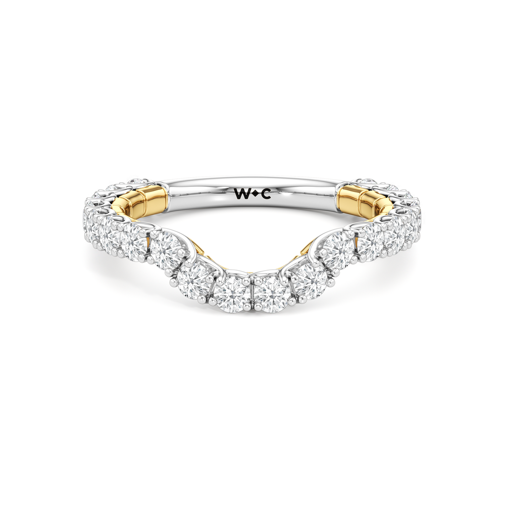 The Crest Diamond Wedding Band with 18KT White & Yellow Gold Cut Diamond in 14KT White & Yellow Gold view 1
