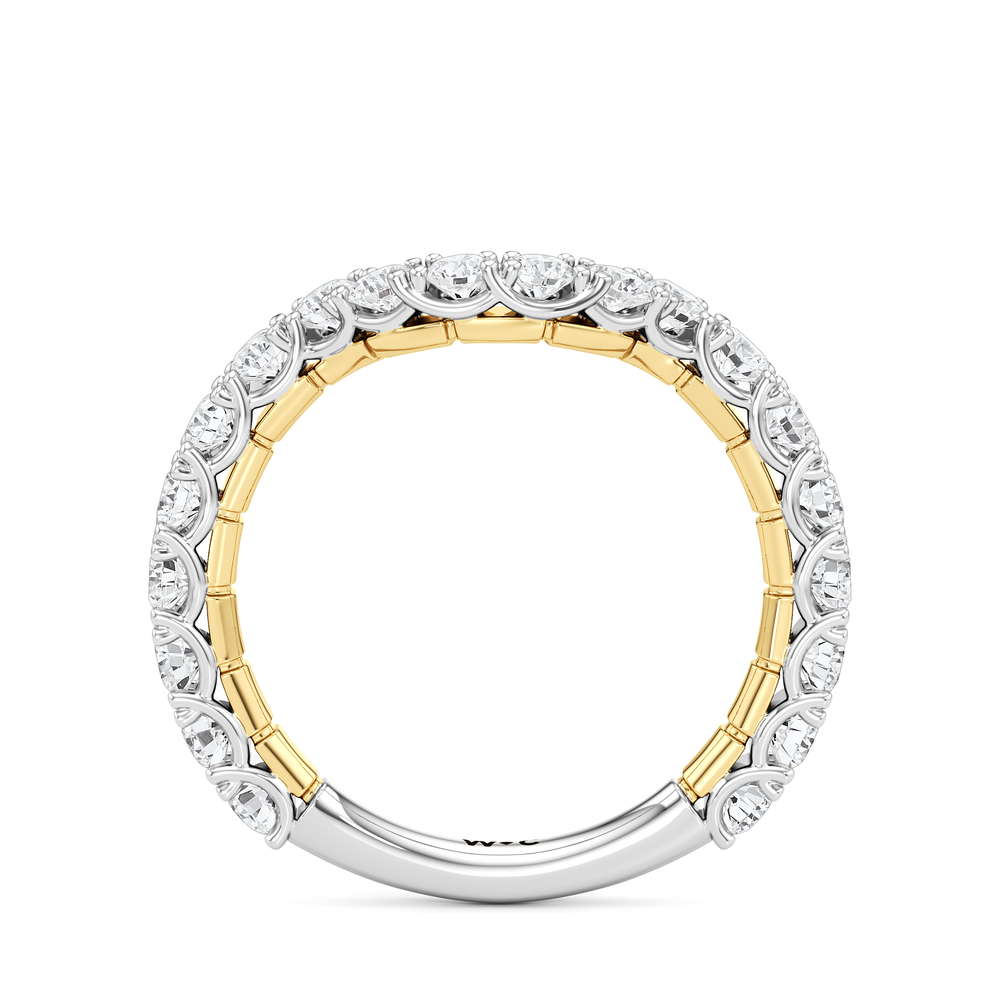 The Crest Diamond Wedding Band with 18KT White & Yellow Gold Cut Diamond in 14KT White & Yellow Gold view 2
