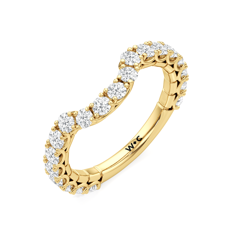 The Crest Diamond Wedding Band with 18KT Yellow Gold Cut Diamond in 14KT Yellow Gold view 3
