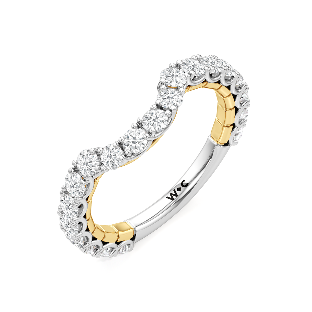 The Crest Diamond Wedding Band with 18KT White & Yellow Gold Cut Diamond in 14KT White & Yellow Gold view 3
