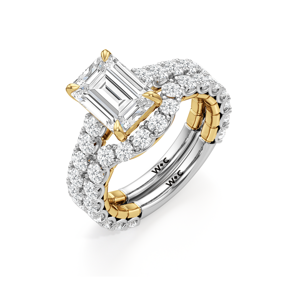 The Crest Diamond Wedding Band with 18KT White & Yellow Gold Cut Diamond in 14KT White & Yellow Gold view 4
