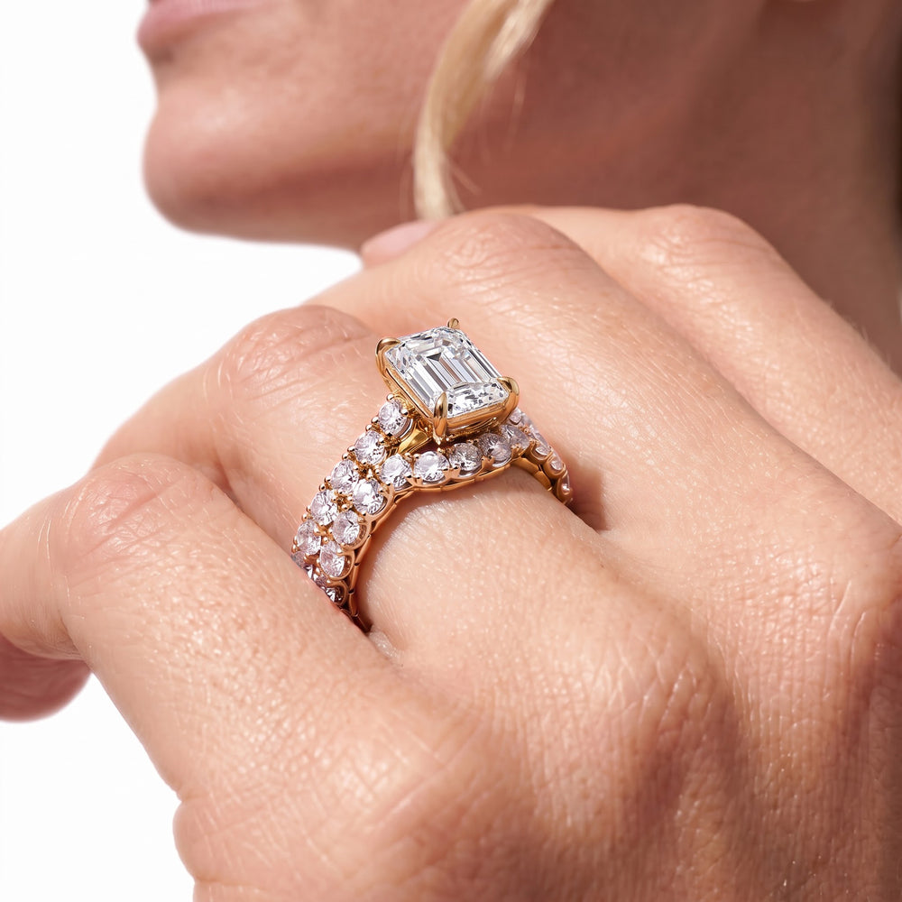 The Crest Diamond Wedding Band with 18KT White & Yellow Gold Cut Diamond in 14KT White & Yellow Gold view 3
