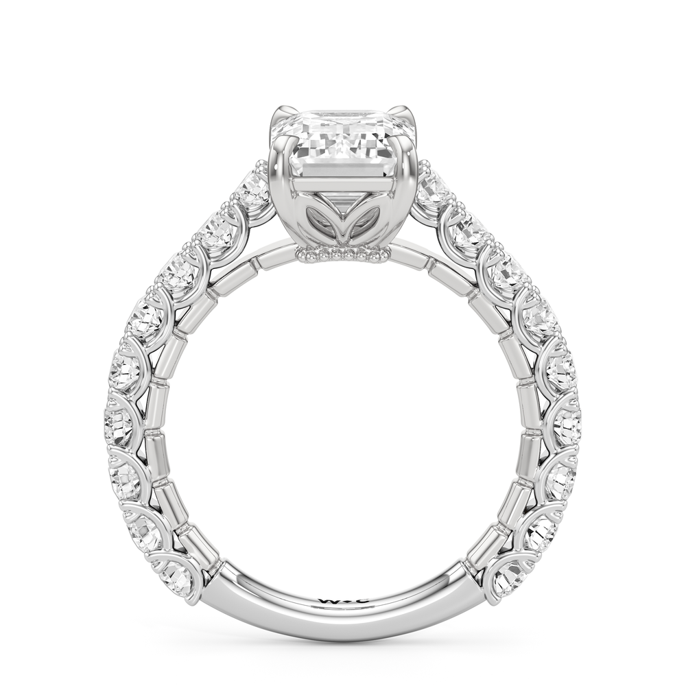 The Crest Ring with Emerald Cut Diamond in 14KT Platinum view 3
