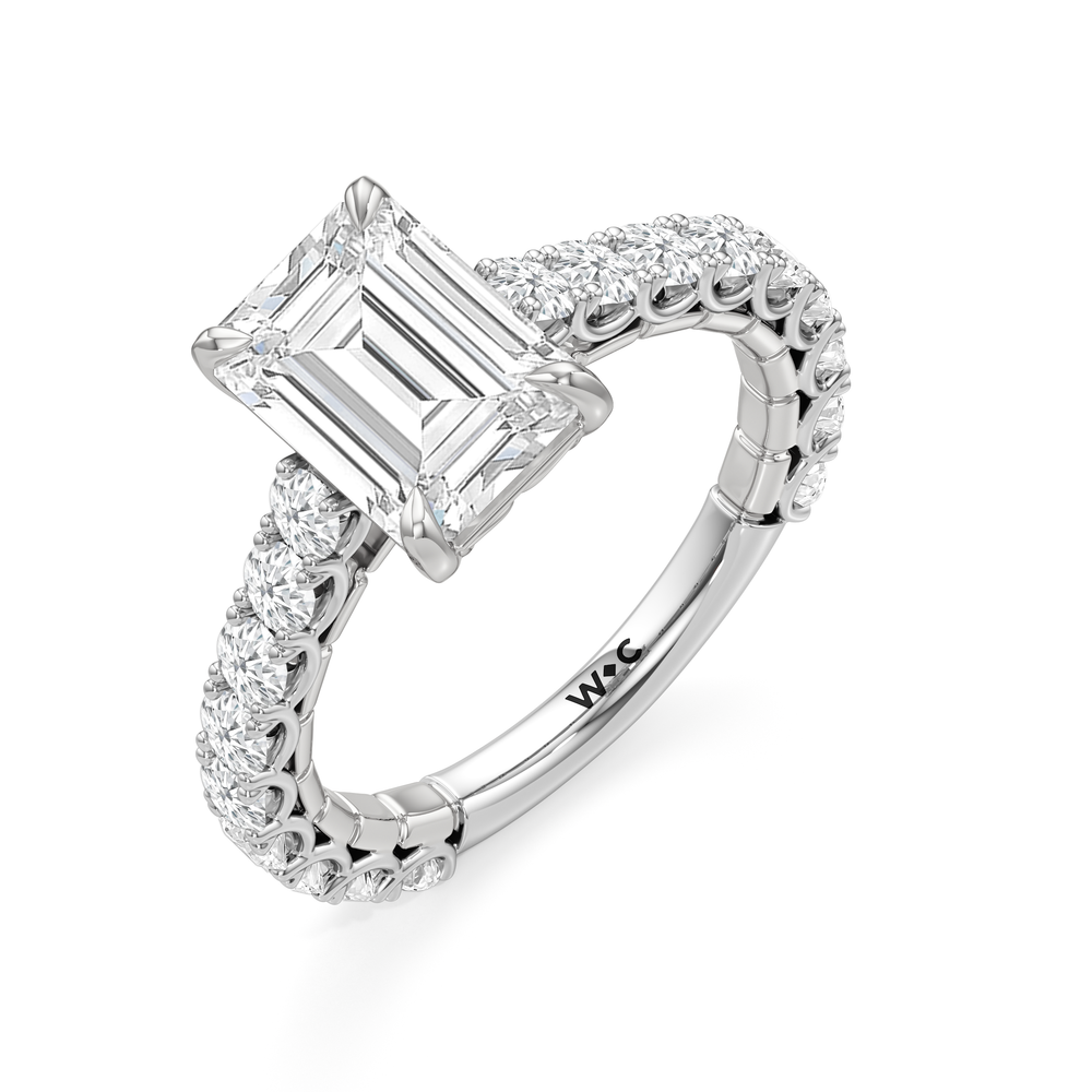 The Crest Ring with Emerald Cut Diamond in 14KT Platinum view 4

