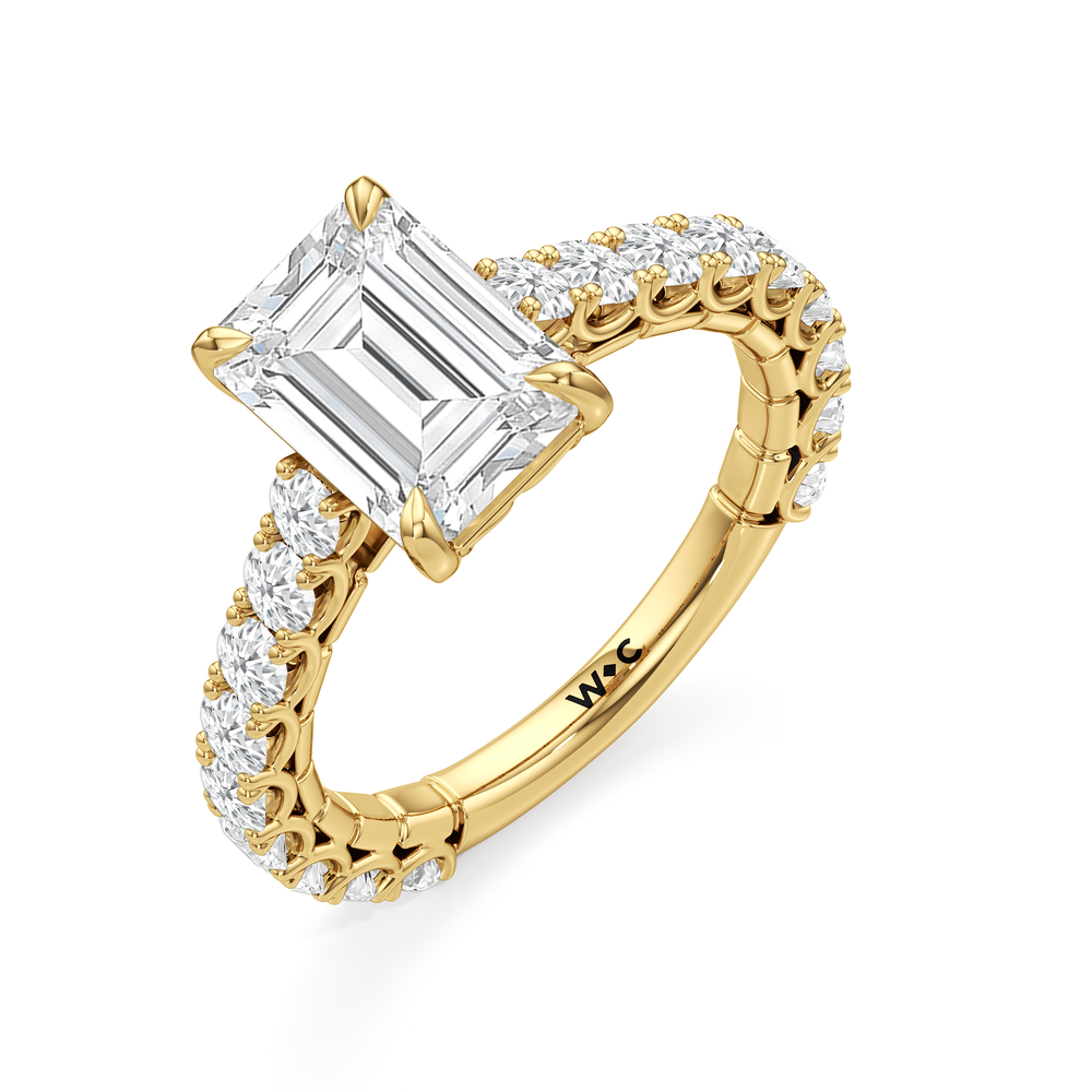 The Crest Ring with Emerald Cut Diamond in 14KT Yellow Gold view 4
