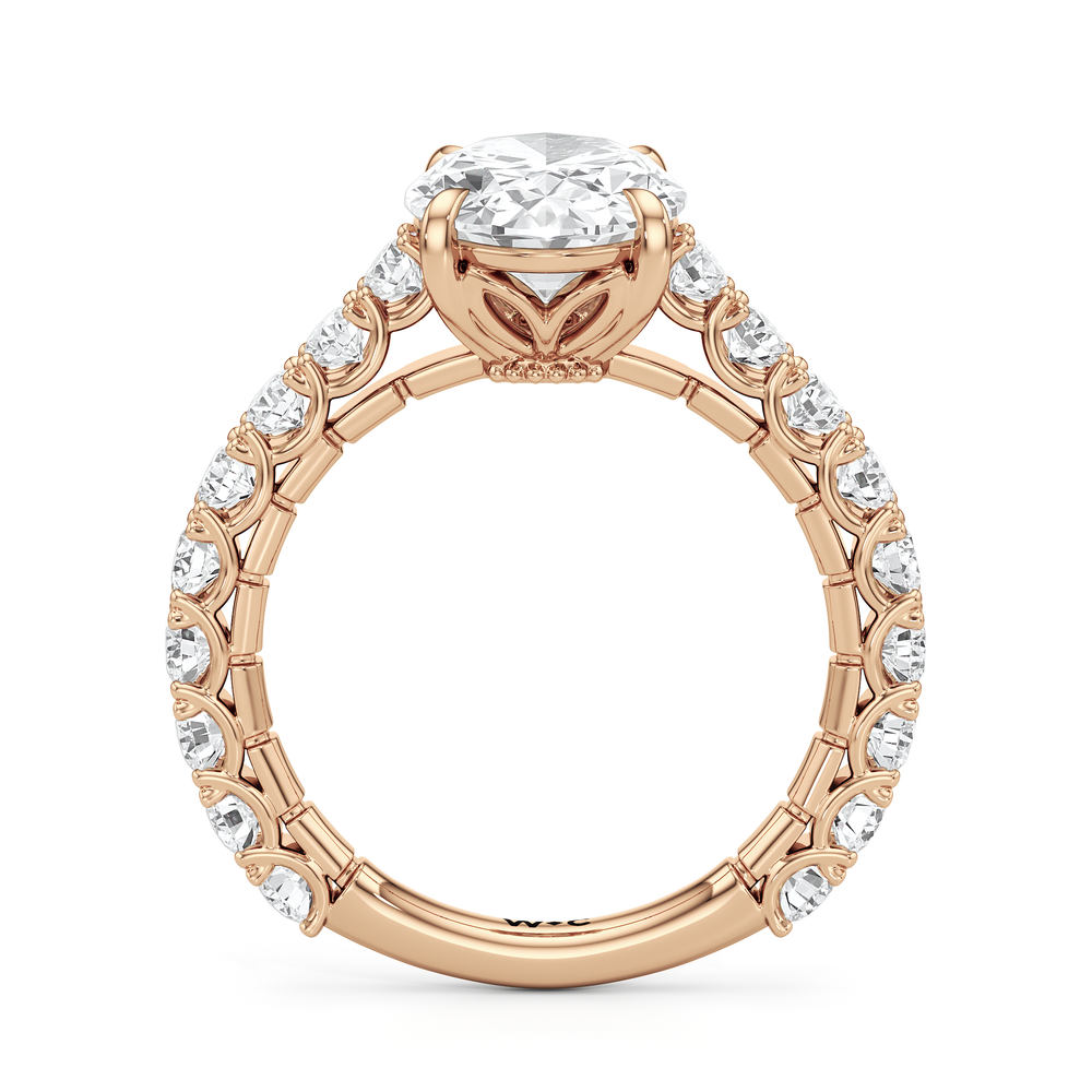 The Crest Ring with Oval Cut Diamond in 14KT Rose Gold view 3
