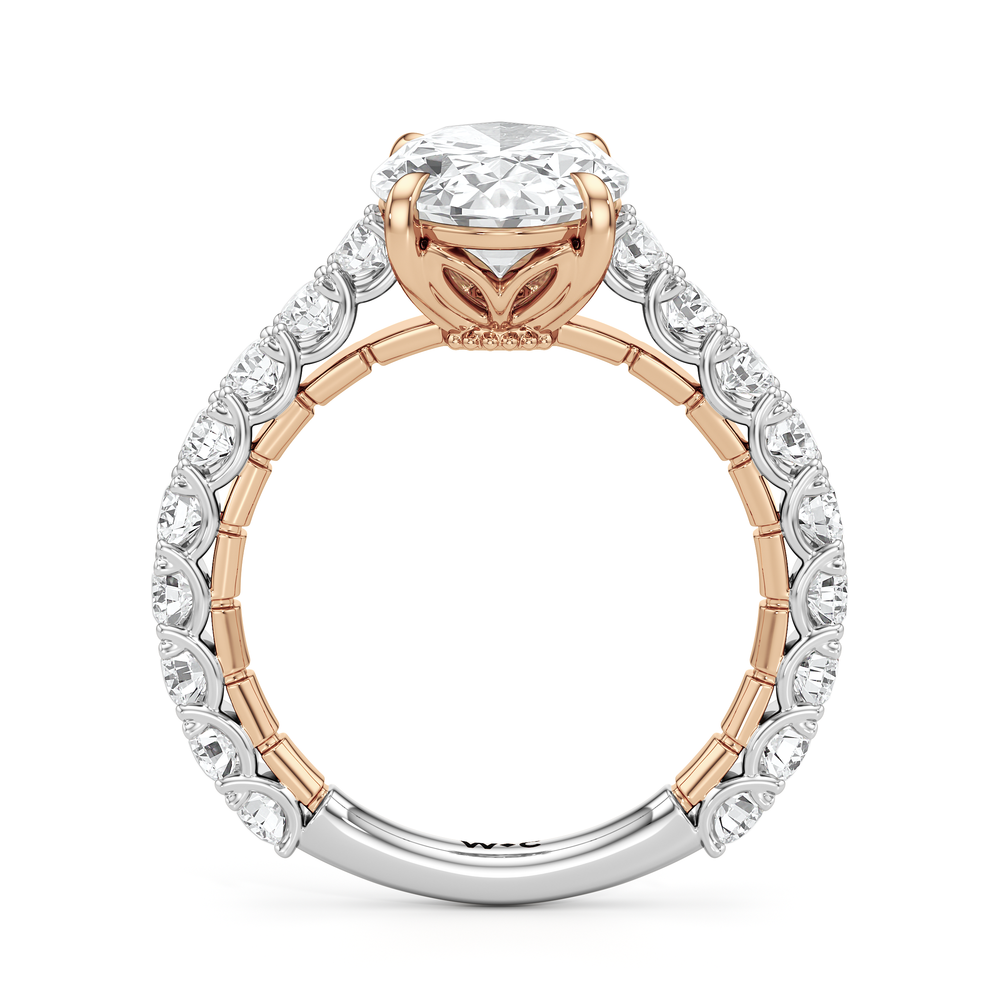 The Crest Ring with Oval Cut Diamond in 14KT White & Rose Gold view 3
