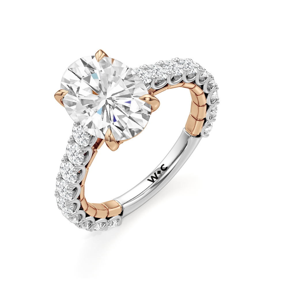 The Crest Ring with Oval Cut Diamond in 14KT White & Rose Gold view 4
