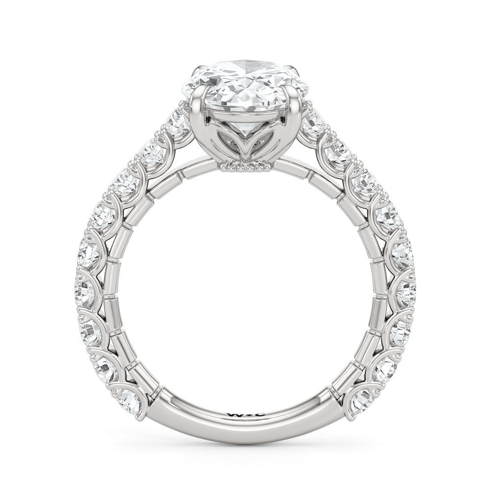 The Crest Ring with Oval Cut Diamond in 14KT Platinum view 3
