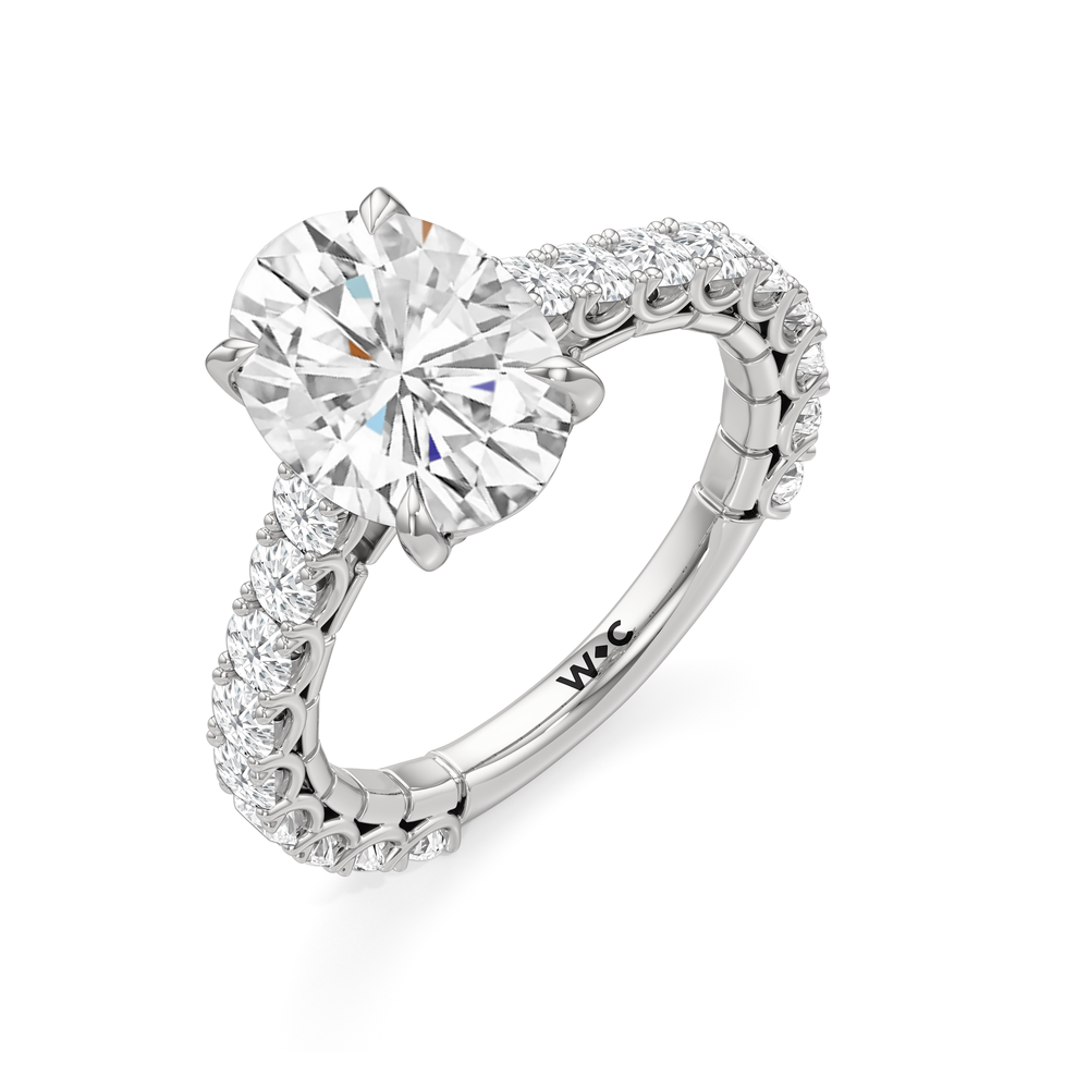 The Crest Ring with Oval Cut Diamond in 14KT Platinum view 4
