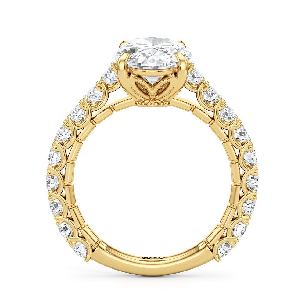 The Crest Ring with Oval Cut Diamond in 14KT Yellow Gold view 3
