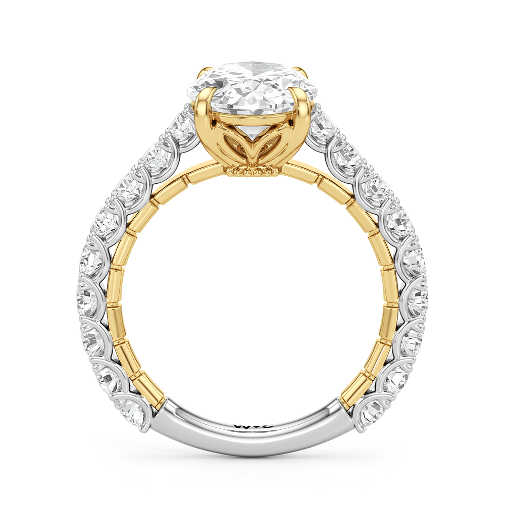 The Crest Ring with Oval Cut Diamond in 14KT White & Yellow Gold view 3
