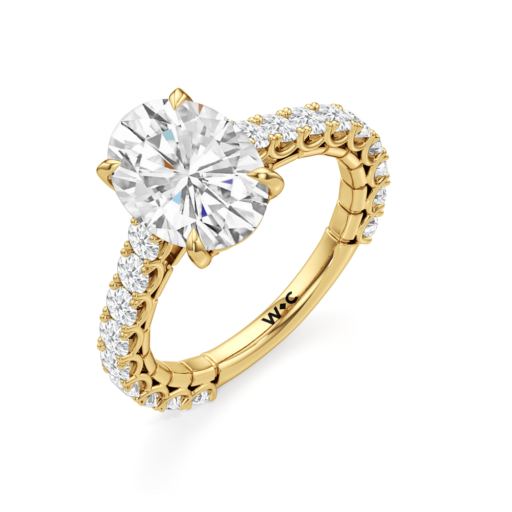 The Crest Ring with Oval Cut Diamond in 14KT Yellow Gold view 4
