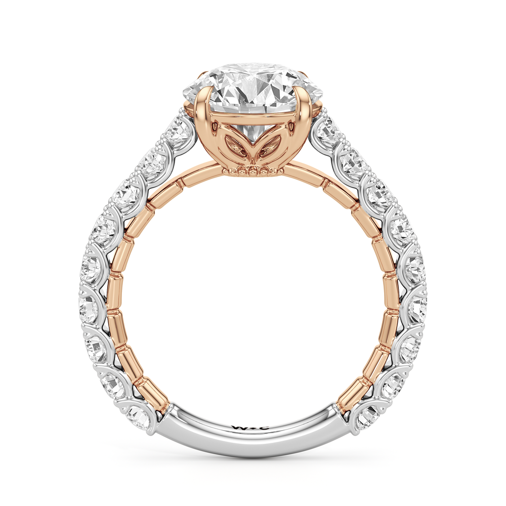 The Crest Ring with Round Cut Diamond in 14KT White & Rose Gold view 3
