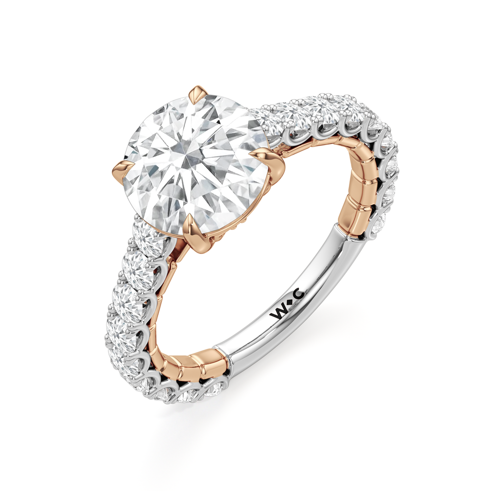 The Crest Ring with Round Cut Diamond in 14KT White & Rose Gold view 4

