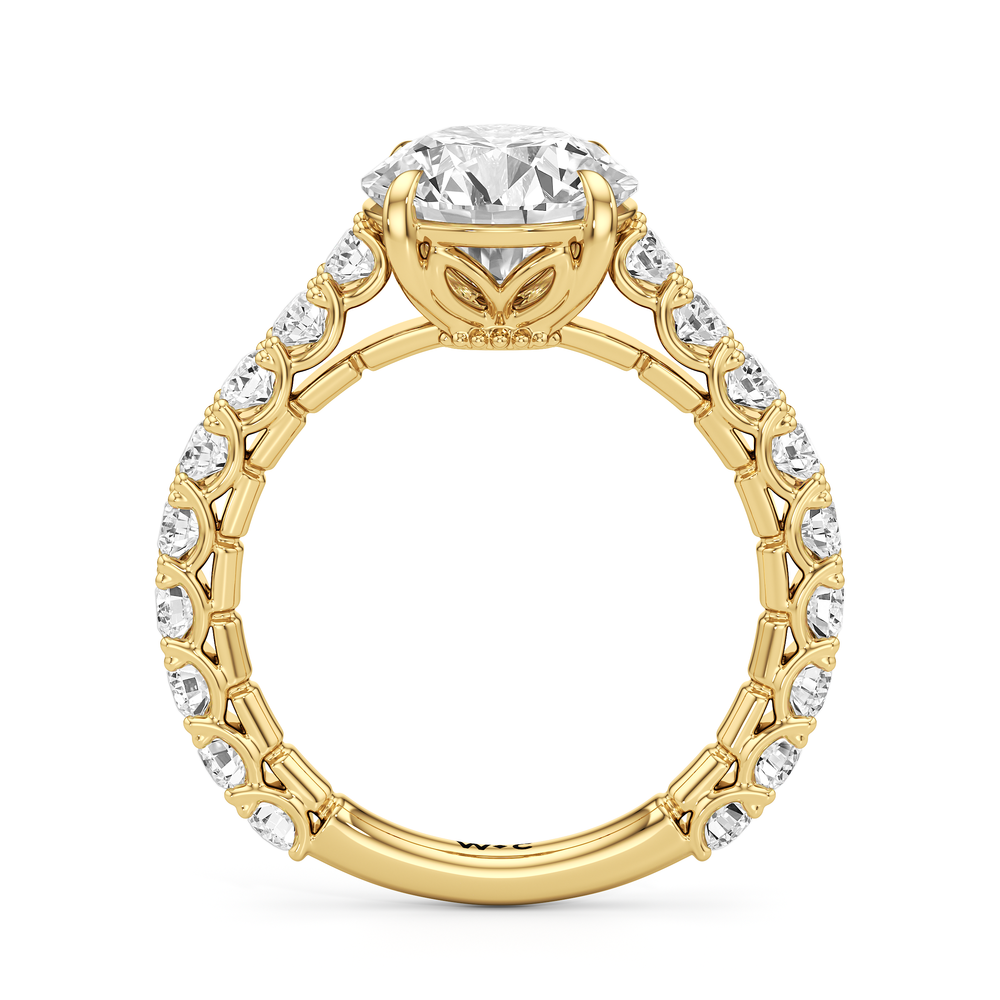 The Crest Ring with Round Cut Diamond in 14KT Yellow Gold view 3
