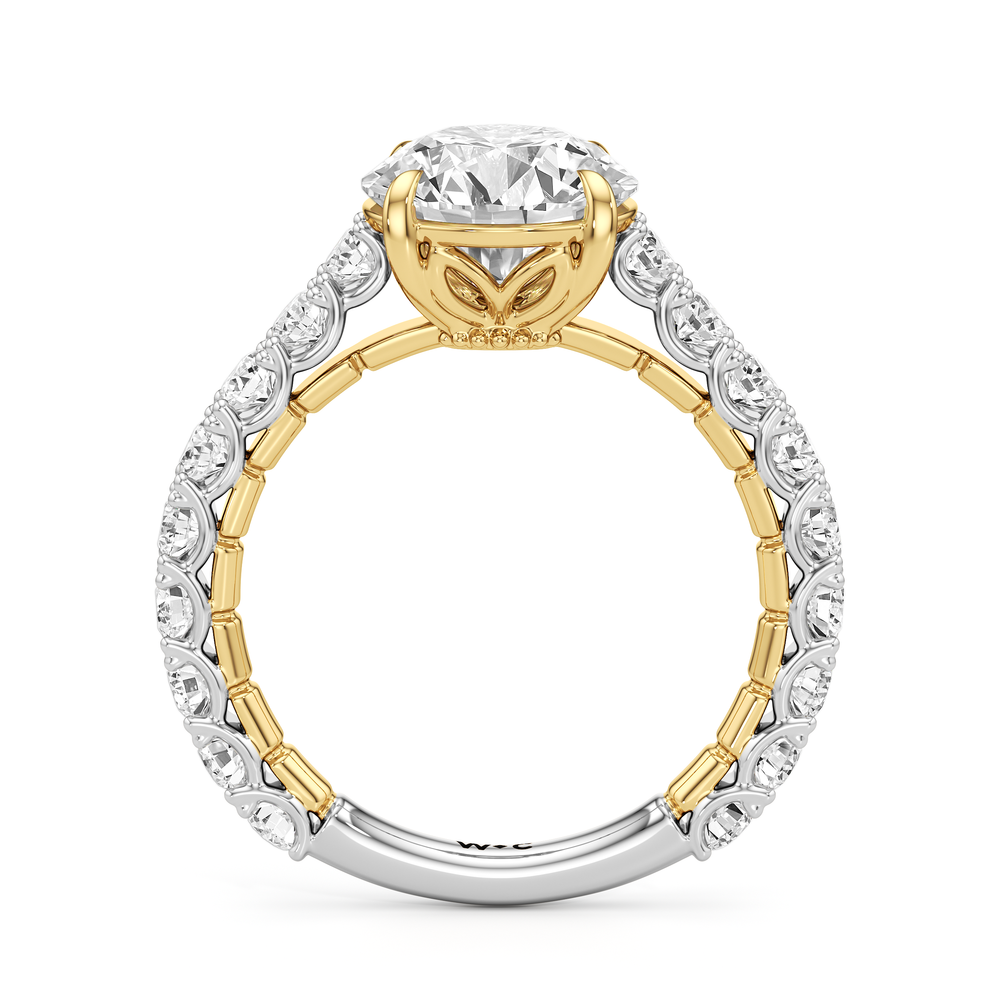 The Crest Ring with Round Cut Diamond in 14KT White & Yellow Gold view 3
