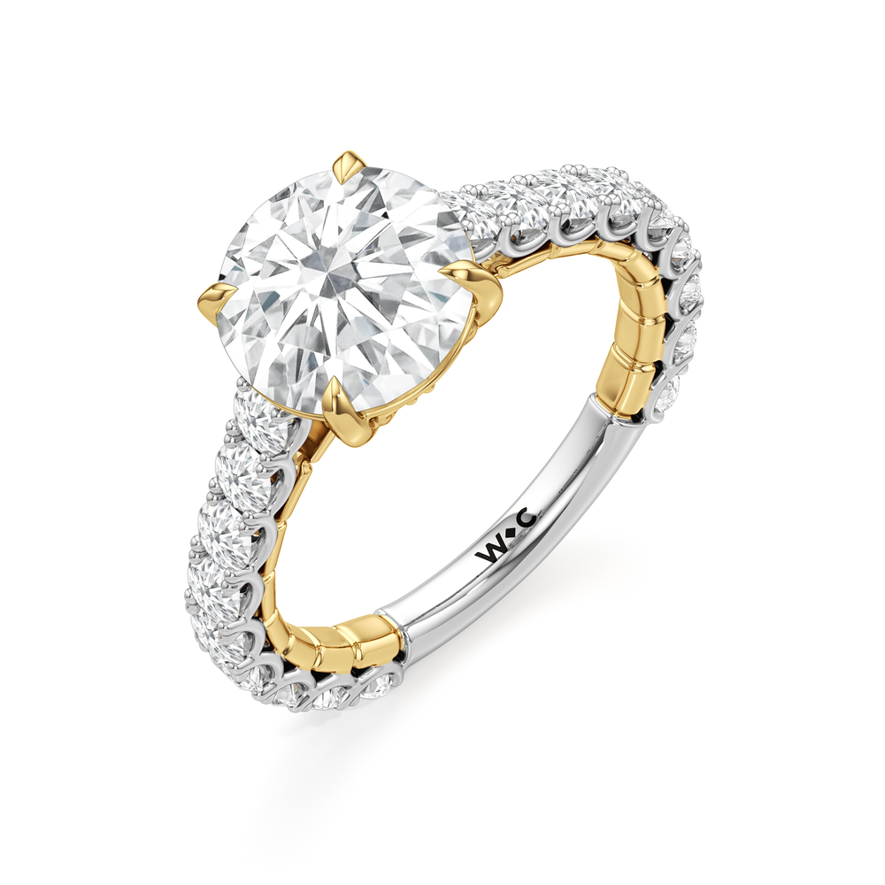 The Crest Ring with Round Cut Diamond in 14KT White & Yellow Gold view 4
