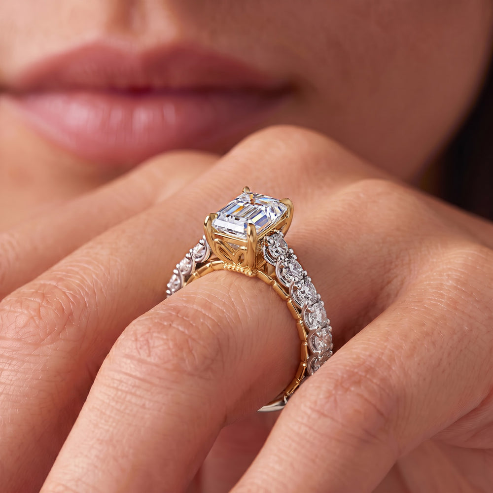 The Crest Ring with Round Cut Diamond in 14KT White & Rose Gold view 3
