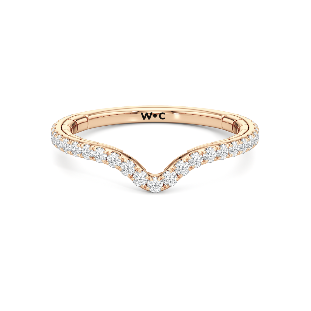 The Finial Diamond Wedding Band with 18KT Rose Gold Cut Diamond in 14KT Rose Gold view 1
