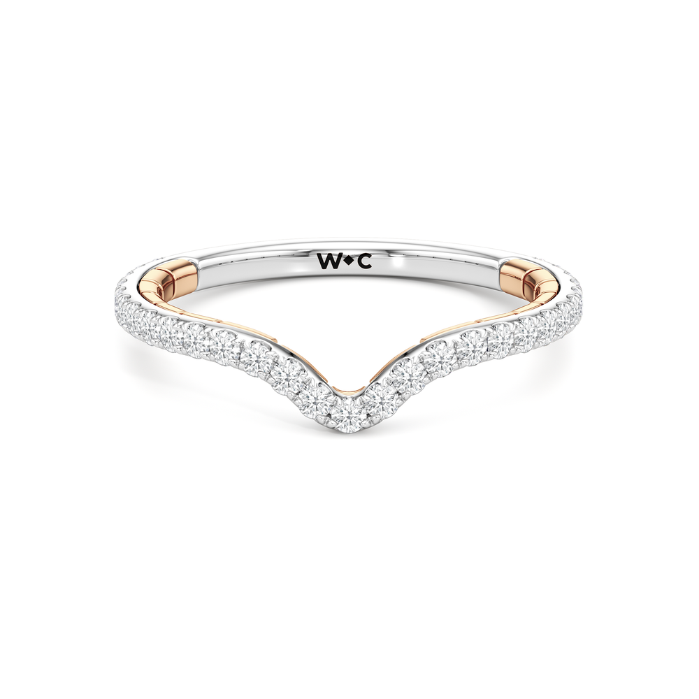 The Finial Diamond Wedding Band with 18KT White & Rose Gold Cut Diamond in 14KT White & Rose Gold view 1
