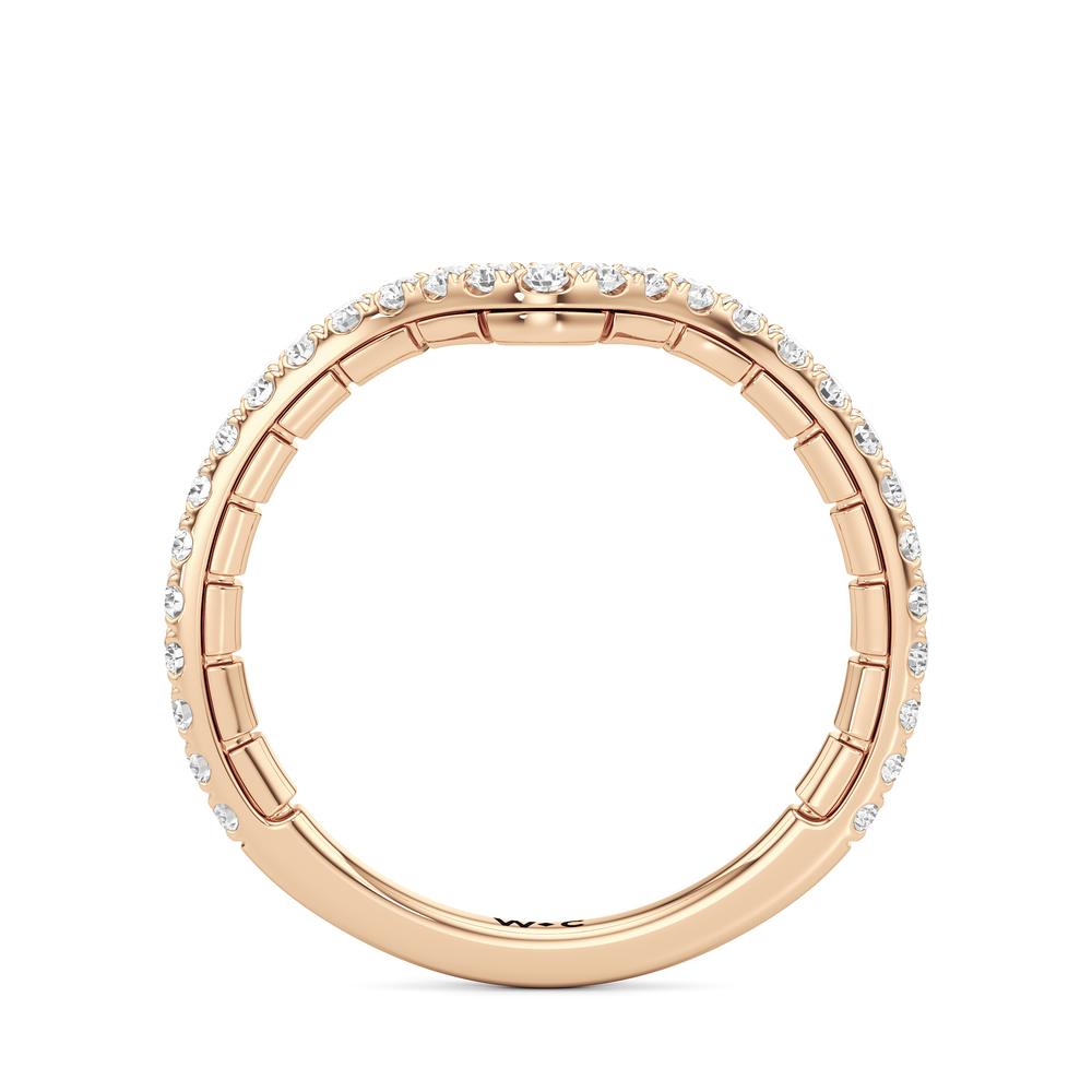 The Finial Diamond Wedding Band with 18KT Rose Gold Cut Diamond in 14KT Rose Gold view 2
