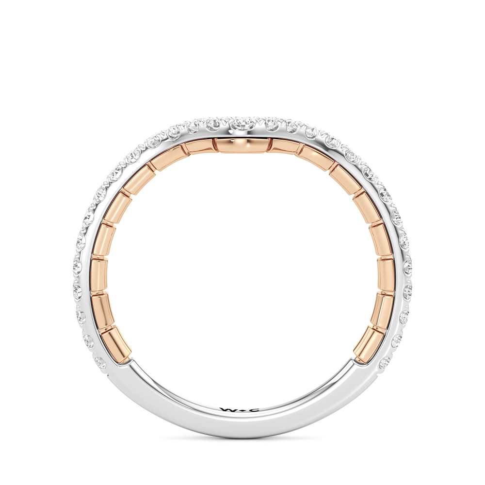 The Finial Diamond Wedding Band with 18KT White & Rose Gold Cut Diamond in 14KT White & Rose Gold view 2
