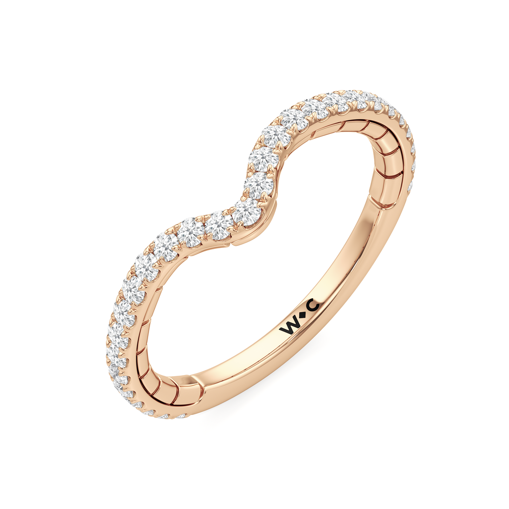 The Finial Diamond Wedding Band with 18KT Rose Gold Cut Diamond in 14KT Rose Gold view 3
