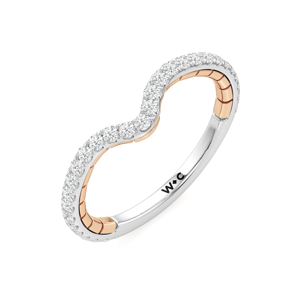 The Finial Diamond Wedding Band with 18KT White & Rose Gold Cut Diamond in 14KT White & Rose Gold view 3
