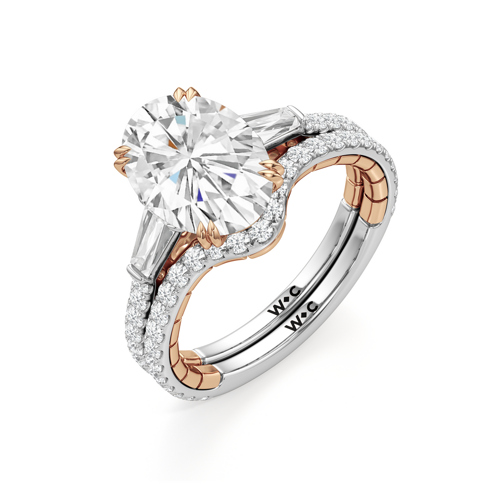The Finial Ring with Oval Cut Diamond in 14KT White & Rose Gold view 5
