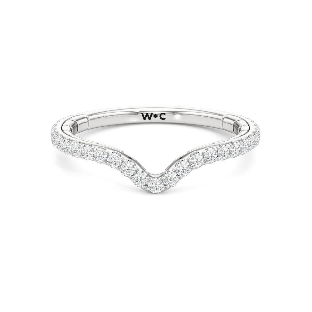 The Finial Diamond Wedding Band with Platinum Cut Diamond in 14KT Platinum view 1
