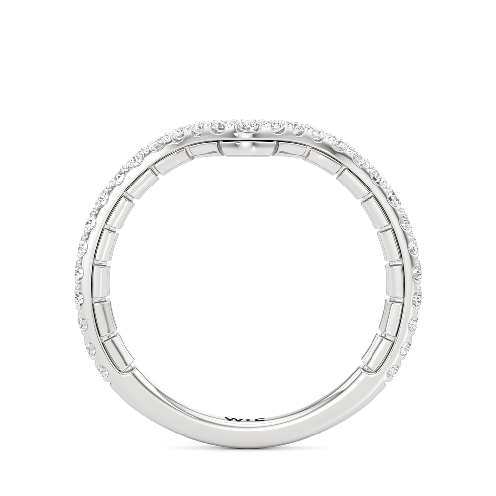 The Finial Diamond Wedding Band with Platinum Cut Diamond in 14KT Platinum view 2
