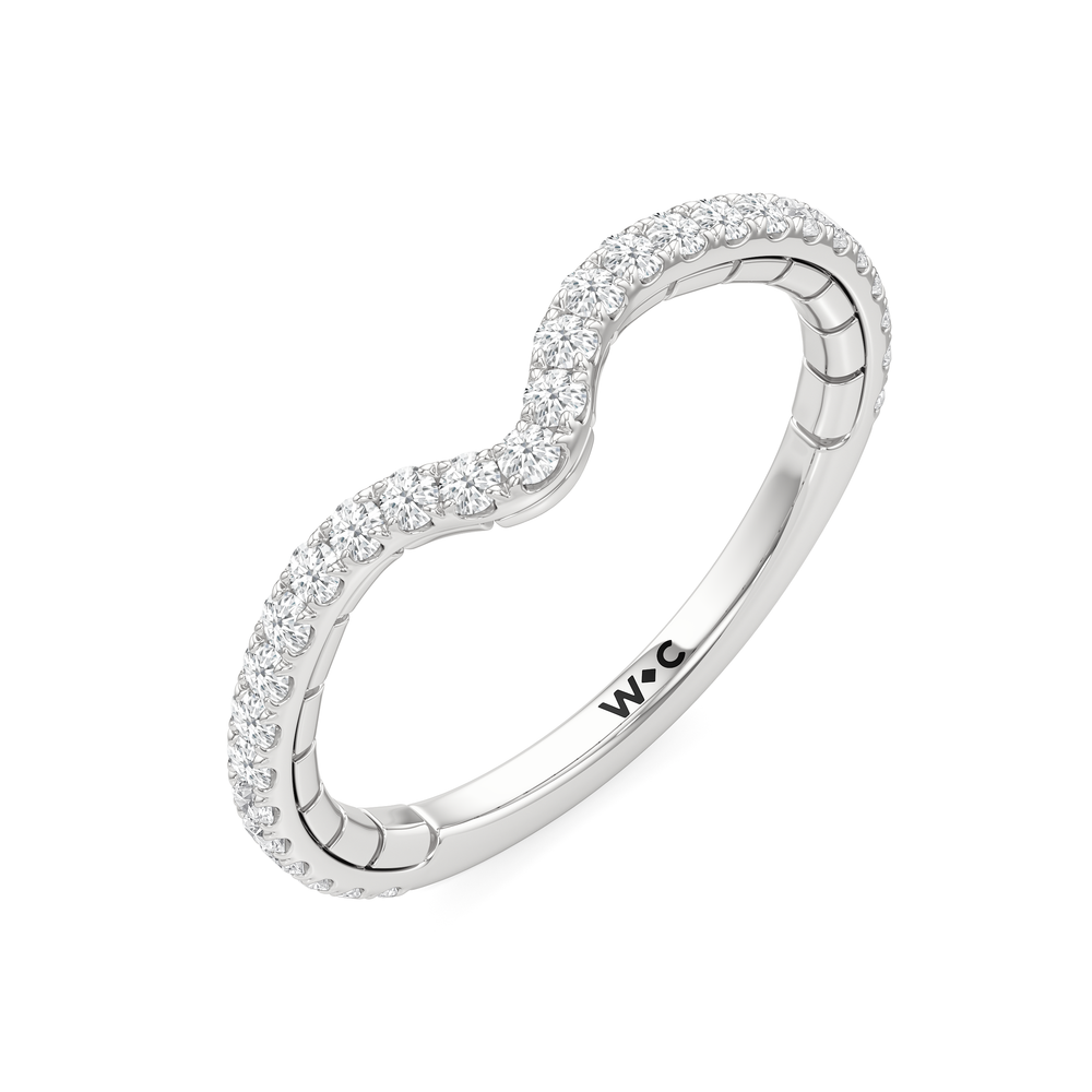 The Finial Diamond Wedding Band with Platinum Cut Diamond in 14KT Platinum view 3
