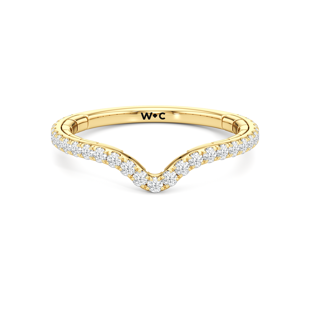 The Finial Diamond Wedding Band with 18KT Yellow Gold Cut Diamond in 14KT Yellow Gold view 1
