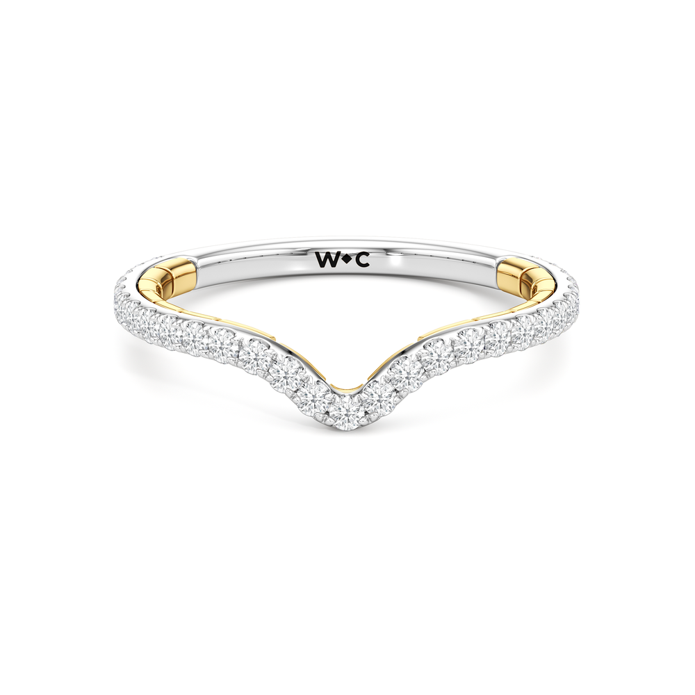 The Finial Diamond Wedding Band with 18KT White & Yellow Gold Cut Diamond in 14KT White & Yellow Gold view 1
