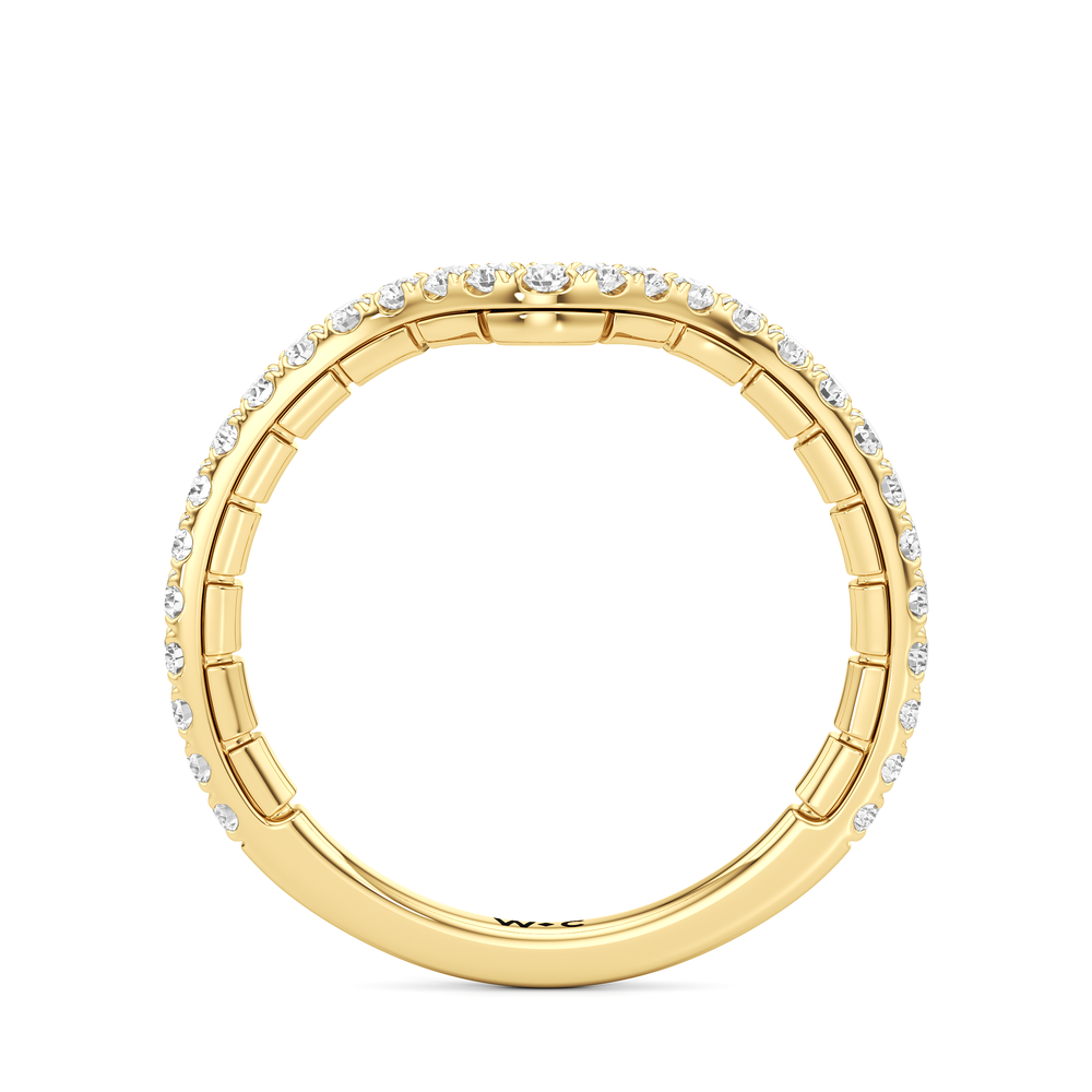 The Finial Diamond Wedding Band with 18KT Yellow Gold Cut Diamond in 14KT Yellow Gold view 2
