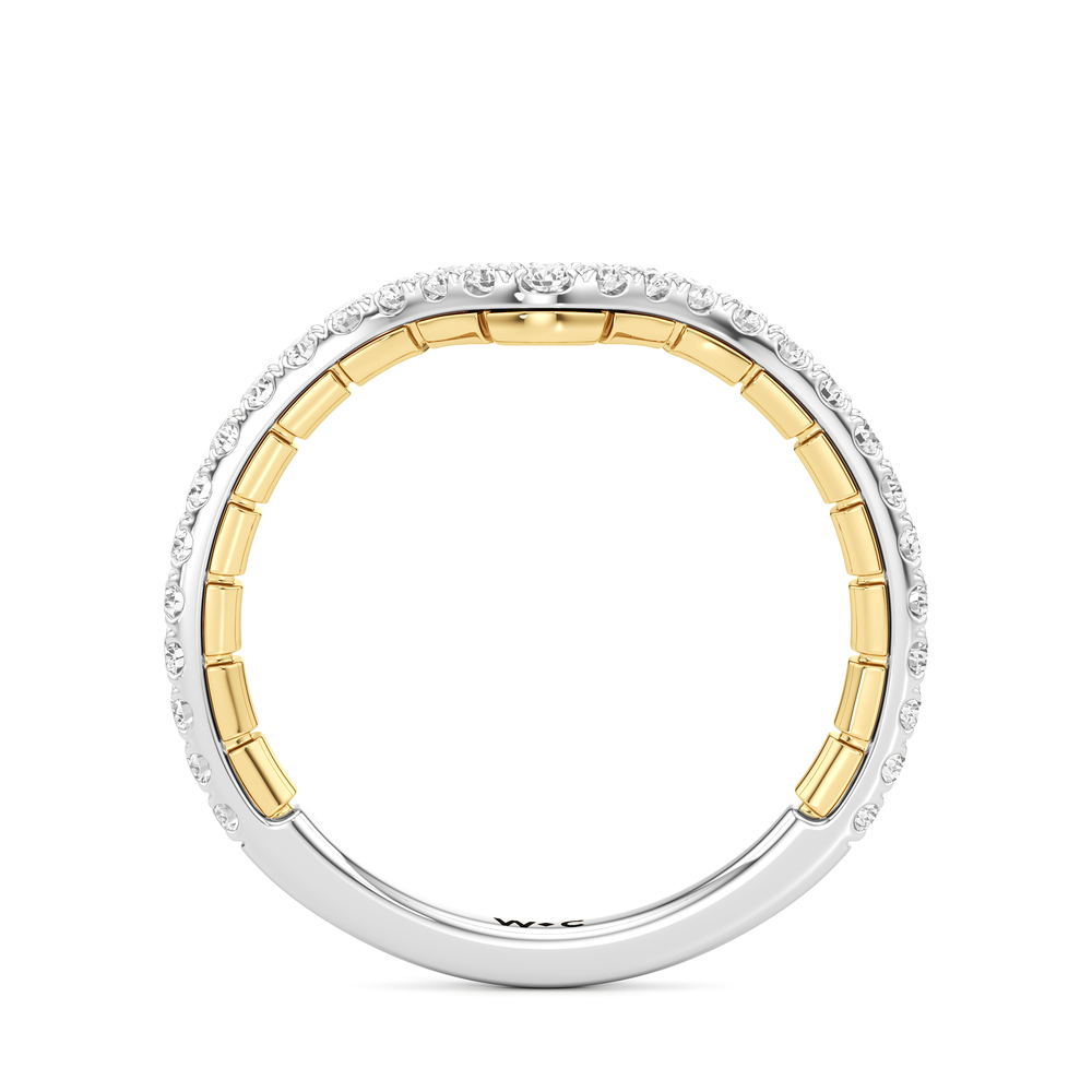 The Finial Diamond Wedding Band with 18KT White & Yellow Gold Cut Diamond in 14KT White & Yellow Gold view 2
