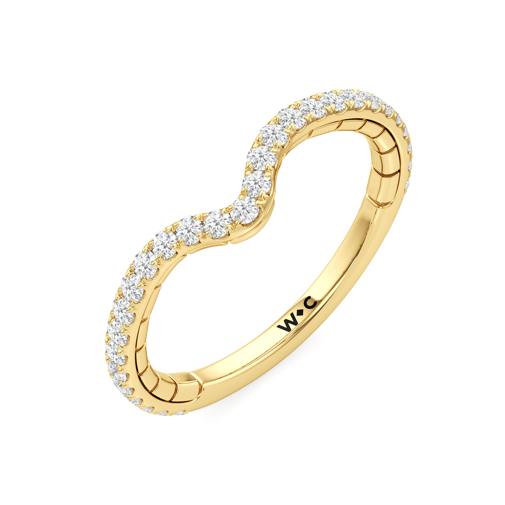 The Finial Diamond Wedding Band with 18KT Yellow Gold Cut Diamond in 14KT Yellow Gold view 3
