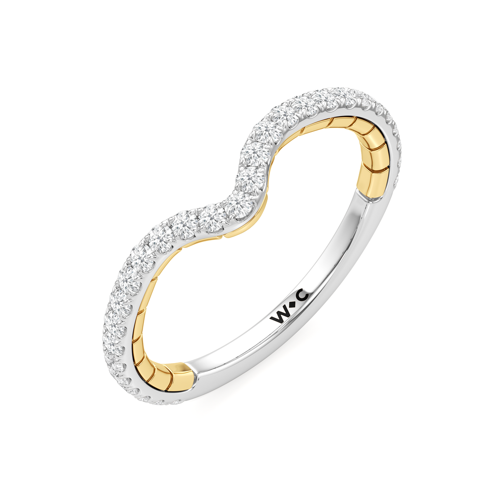 The Finial Diamond Wedding Band with 18KT White & Yellow Gold Cut Diamond in 14KT White & Yellow Gold view 3
