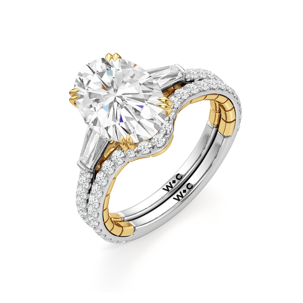 The Finial Ring with Oval Cut Diamond in 14KT White & Yellow Gold view 5
